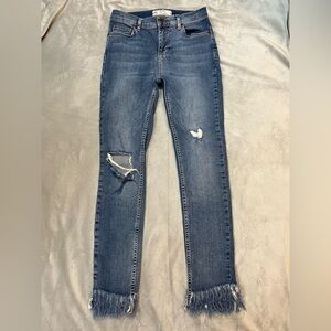 Free People Frayed Hem Skinny Jeans